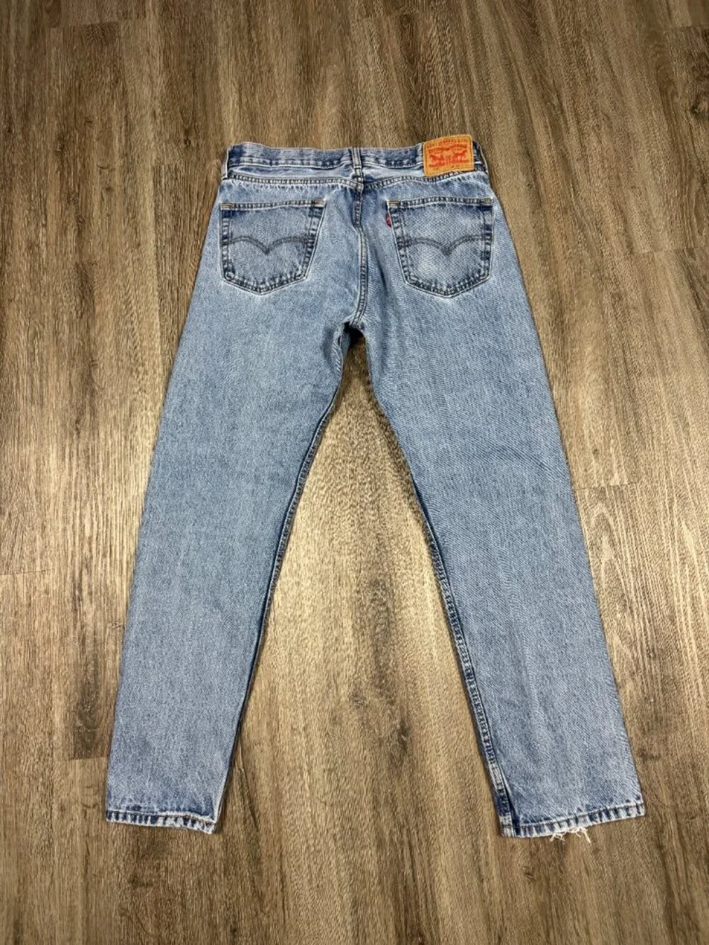 Levis 505 Mens Regular Fit Straight Leg Light Wash Blue Denim Jeans 34W x 32L
